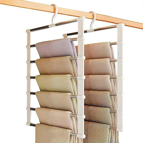 Set mit 6 klappbaren Kleiderbügeln mit 6 Ebenen aus Polypropylen und Stahl