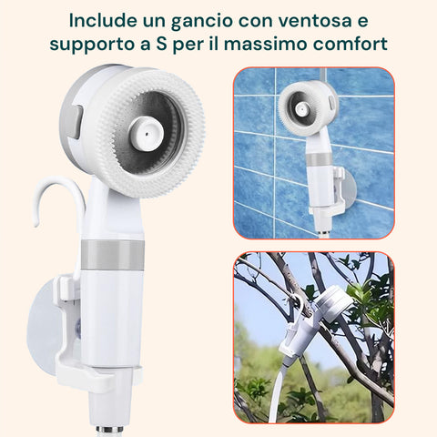 Tragbare Campingdusche 5200 mAh - 120 Min. Betriebszeit und USB-Ladefunktion