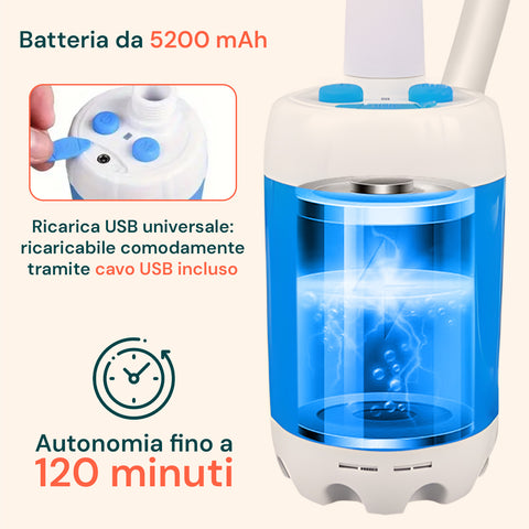 Tragbare Campingdusche 5200 mAh - 120 Min. Betriebszeit und USB-Ladefunktion