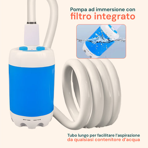 Tragbare Campingdusche 5200 mAh - 120 Min. Betriebszeit und USB-Ladefunktion
