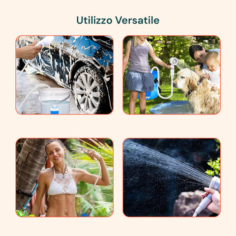 Tragbare Campingdusche 5200 mAh - 120 Min. Betriebszeit und USB-Ladefunktion