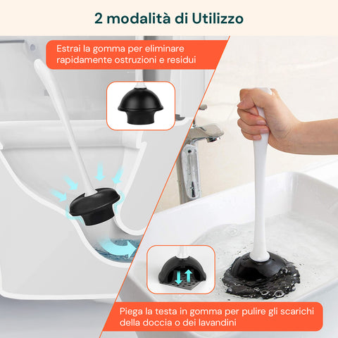 3-in-1-WC-Set mit Toilettenbürste, Abflussreiniger und hygienischer, platzsparender Basis