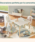 Scandi-Set fürs Kinderzimmer – Tisch und 2 weiße Holzstühle für Kinder