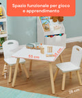 Scandi-Set fürs Kinderzimmer – Tisch und 2 weiße Holzstühle für Kinder