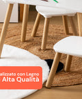 Scandi-Set fürs Kinderzimmer – Tisch und 2 weiße Holzstühle für Kinder