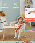 Scandi-Set fürs Kinderzimmer – Tisch und 2 weiße Holzstühle für Kinder