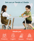 Scandi-Set fürs Kinderzimmer – Tisch und 2 weiße Holzstühle für Kinder