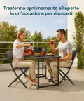 Tisch mit 2 Klappstühlen und Flaschenhalter für Balkon oder Terrasse