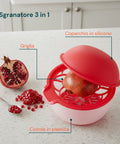 Granatapfel-Entkerner mit Deckel, Spritzschutzgitter und Schüssel