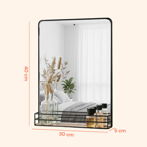 Spiegel mit MDF-Ablage 40x30 cm – Modernes Wanddesign