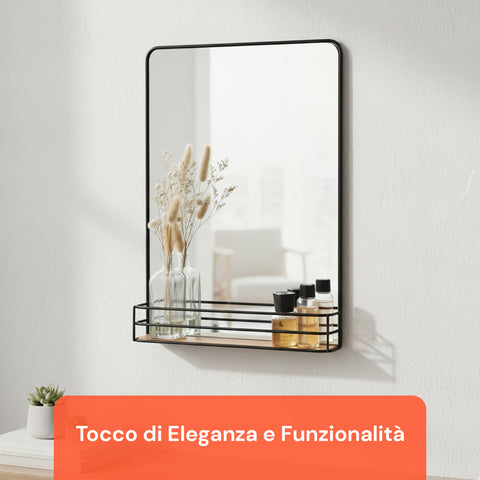 Spiegel mit MDF-Ablage 40x30 cm – Modernes Wanddesign