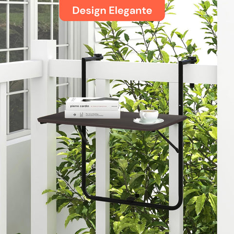 Platzsparender klappbarer Balkontisch 60x40cm mit einer Tragfähigkeit von bis zu 20kg, ideal für zwei Personen