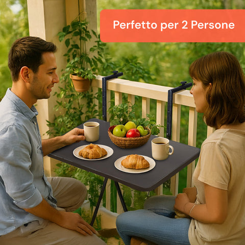 Perfekter Klapptisch für 2 Personen, ideal für Frühstück und entspannte Momente zu zweit auf dem Balkon