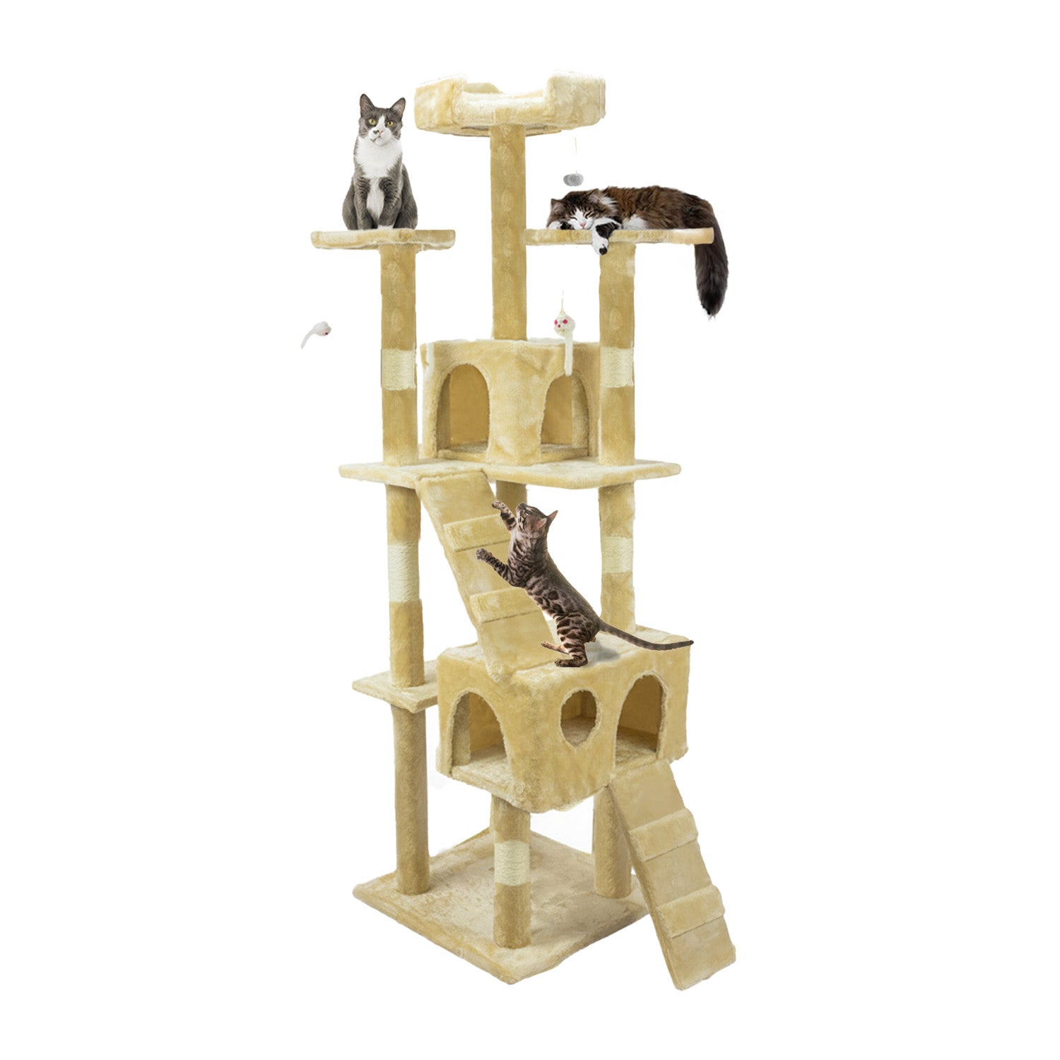 Kratzbaum für Katzen, 170 cm, mit Katzenhöhle, Gittern und Montagezubehör
