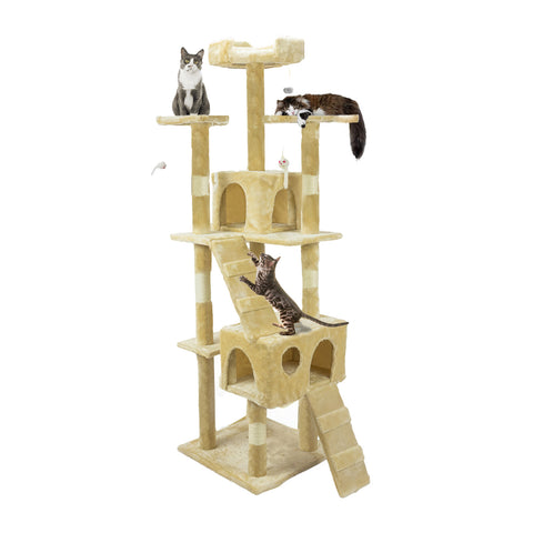 Kratzbaum für Katzen, 170 cm, mit Katzenhöhle, Gittern und Montagezubehör