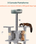 Kratzbaum für Katzen, 170 cm, mit Katzenhöhle, Gittern und Montagezubehör