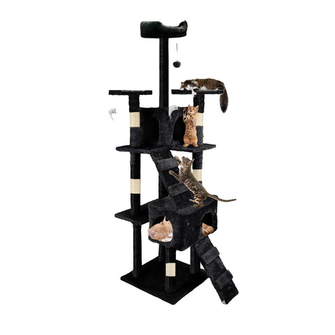 Kratzbaum für Katzen 170 cm mit Katzenhöhle, Liegeflächen und Montagezubehör