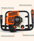 Benzin-Erdbohrer, 2-Takt, 51,7 cm³, mit 1,4-kW-Motor und 3 Bohrern inklusive