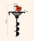 Benzin-Erdbohrer, 2-Takt, 51,7 cm³, mit 1,4-kW-Motor und 3 Bohrern inklusive