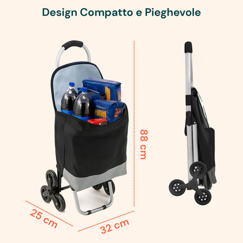 Zusammenklappbarer und kompakter Einkaufswagen, leicht zu Hause oder in der Garage zu verstauen, platzsparendes Design für optimale Aufbewahrung