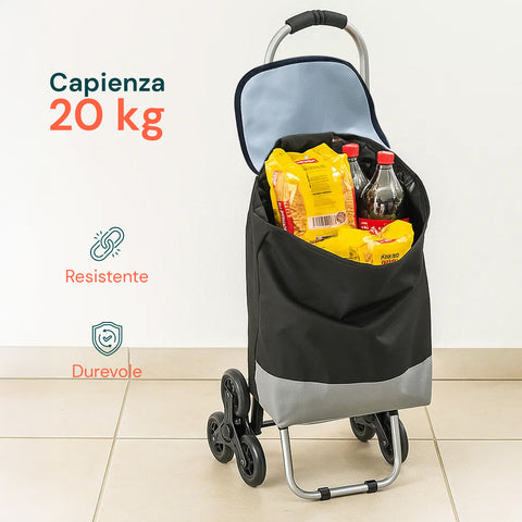 Robuster und langlebiger Einkaufswagen mit 20 kg Fassungsvermögen, perfekt für den Wocheneinkauf und den täglichen Transport sperriger Gegenstände