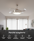 Deckenventilator mit 4 einziehbaren Flügeln, Licht und Fernbedienung, 35 W