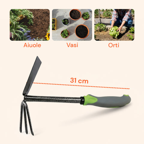 Gartenhacke/-rechen aus Stahl, 31 cm