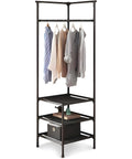 Avilia Eck-Kleiderständer mit 3 Ablagen, platzsparendes modernes Design, freistehend, 180x45x45cm, EAN 8056819052633