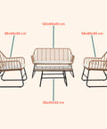 Cebu-Lounge-Set mit Glastisch, Sofa und 2 Polyrattan-Sesseln