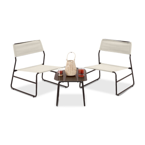Set Cannes Lounge-Set mit Glastisch und 2 Sesseln