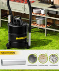 Daimann Aschesauger 20 l 800 W mit waschbarem HEPA-Filter, schwenkbaren Rollen, für Ofen, Grill und Kamin, mit flexiblem feuerfestem Stahlschlauch EAN-8056590070093