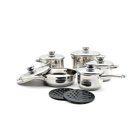 Avilia Komplettes Topfset Diana, 12-teilig, aus Edelstahl, modernes Design, geeignet für Induktion, Gas und Elektroherde, EAN-8056897151778