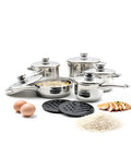 Avilia Komplettes Topfset Diana, 12-teilig, aus Edelstahl, modernes Design, geeignet für Induktion, Gas und Elektroherde, EAN-8056897151778