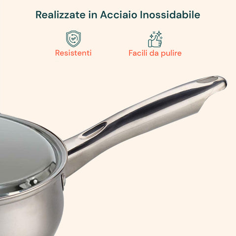 Avilia Komplettes Topfset Diana, 12-teilig, aus Edelstahl, modernes Design, geeignet für Induktion, Gas und Elektroherde, EAN-8056897151778