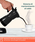 Elektrische DeMaison-Moka-Kanne für 6 Tassen mit Warmhaltesystem, das dampfenden Kaffee in die Tasse gießt, elektrische 480-W-Kaffeemaschine, die die ideale Temperatur bis zum Servieren hält, ohne dass der Kaffee erneut erhitzt werden muss