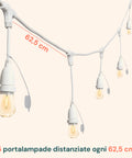 Lichterkette mit 5 E27-Lampenfassungen, 5 m, weiß