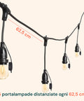 Lichterkette mit 5 E27-Lampenfassungen, 5 m, schwarz
