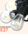 Lichterkette mit 5 E27-Lampenfassungen, 5 m, schwarz
