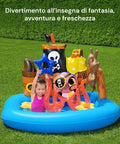 Aufblasbarer Pool in Form eines Piratenschiffs mit Spielen und Zubehör für Kinder, 140 x 130 cm, EAN-6942138934519