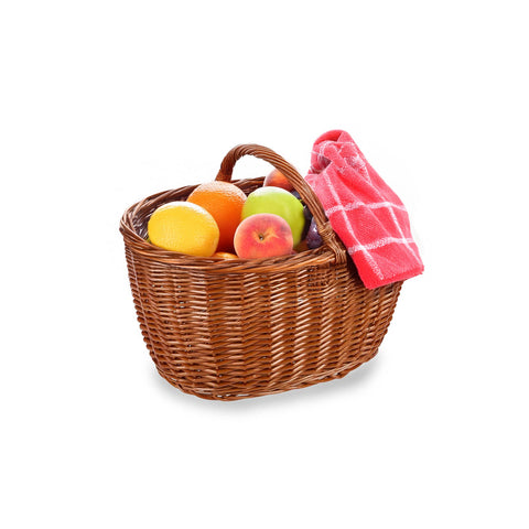 Korb für Brennholz oder Picknickkorb 35x50 cm aus Weidengeflecht mit Griffen und großem Fassungsvermögen