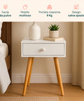Weißer Bambus-Nachttisch, leicht zu reinigen, vielseitiges Möbelstück mit einer maximalen Belastbarkeit von 9 kg, platzsparendes Design fürs Schlafzimmer