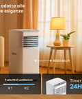 Tragbares Chigo-Klimagerät mit 24-Stunden-Timer, 2 Lüftergeschwindigkeiten und 9000 BTU/h, passt sich den Anforderungen im Haushalt an
