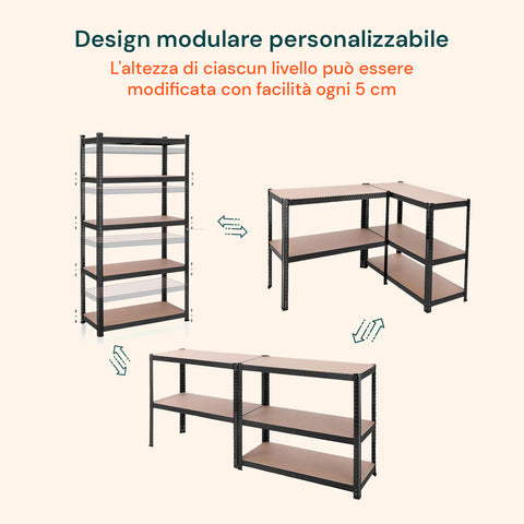 Individuell anpassbares modulares Design mit alle 5 cm verstellbarer Höhe, mehrere Konfigurationen zur Anpassung an jeden Raum und Bedarf