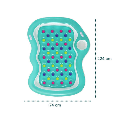 Technische Daten und Maße der aufblasbaren Luftmatratze von Bestway: 224 x 174 cm, perfekt für zwei Personen im Pool