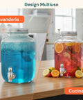 4-l-Getränkespender aus Glas mit Zapfhahn für Wasser, Säfte, Tee und kalte Getränke