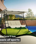 Gartenschaukel für 3 Personen aus Stahl mit verstellbarem Dach und beigen Polstern Ean-8023755056797
