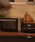 Großraum-Umluftofen 70 l, 2500 W, schwarz, mit Doppelheizelement und 4 Funktionen