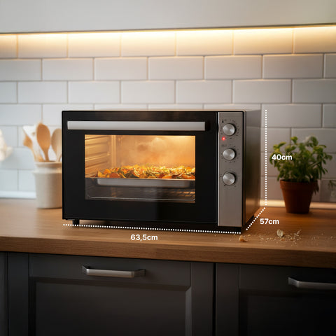 Großraum-Umluftofen 70 l, 2500 W, schwarz, mit Doppelheizelement und 4 Funktionen