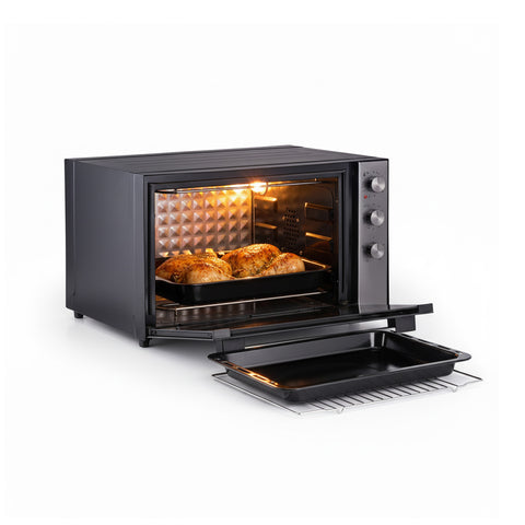 Großraum-Umluftofen 70 l, 2500 W, schwarz, mit Doppelheizelement und 4 Funktionen