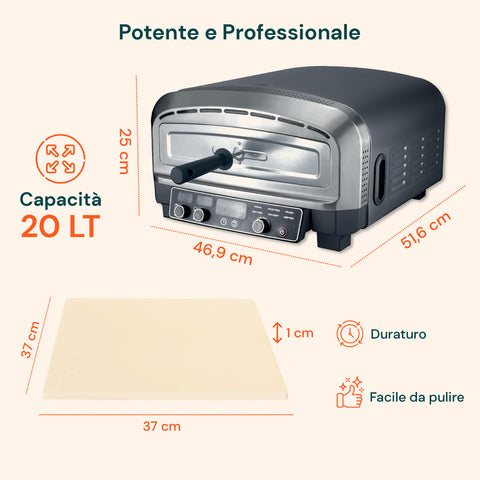 Professioneller elektrischer Pizzaofen mit Pizzaschieber, 2200 W